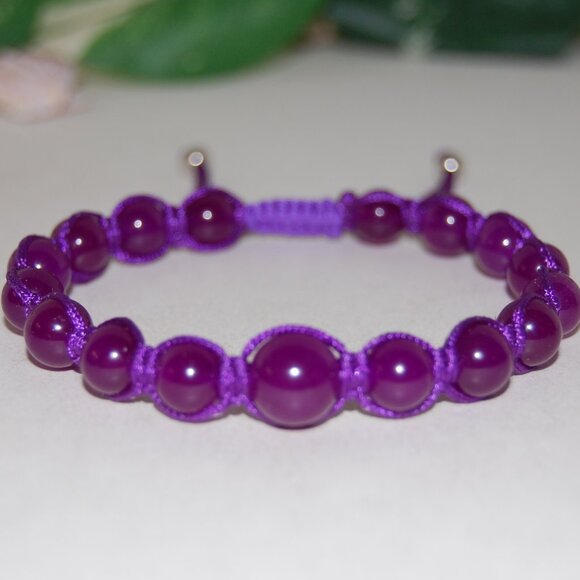 Burgundy Bracelet,Gemstone Bracelet,Drawstring Shamballa Bracelet,Gift - Picture 2 of 3